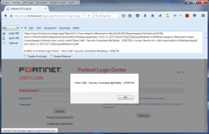 Fortinet SSO RXSS alert()