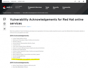 RedHat acknowledgement