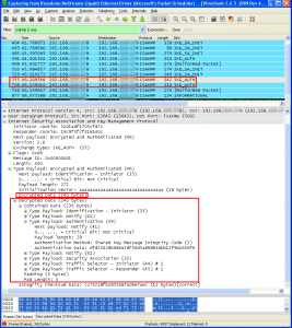 Payload IKEv2 déchiffrés au sein de Wireshark