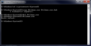Essai de modification de System32 en tant qu'administrateur
