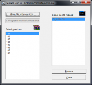 Choix des icônes de WinRAR